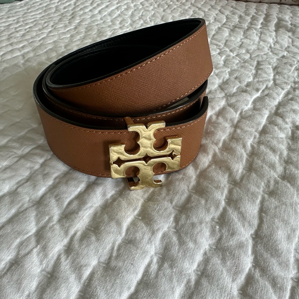 Tory Burch Reversible Belt with Gold Logo Buckle